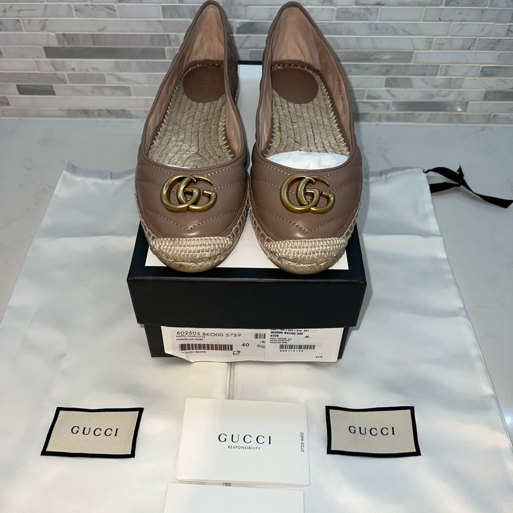 Gucci Nappa Charlotte leather espadrille with double GG 40